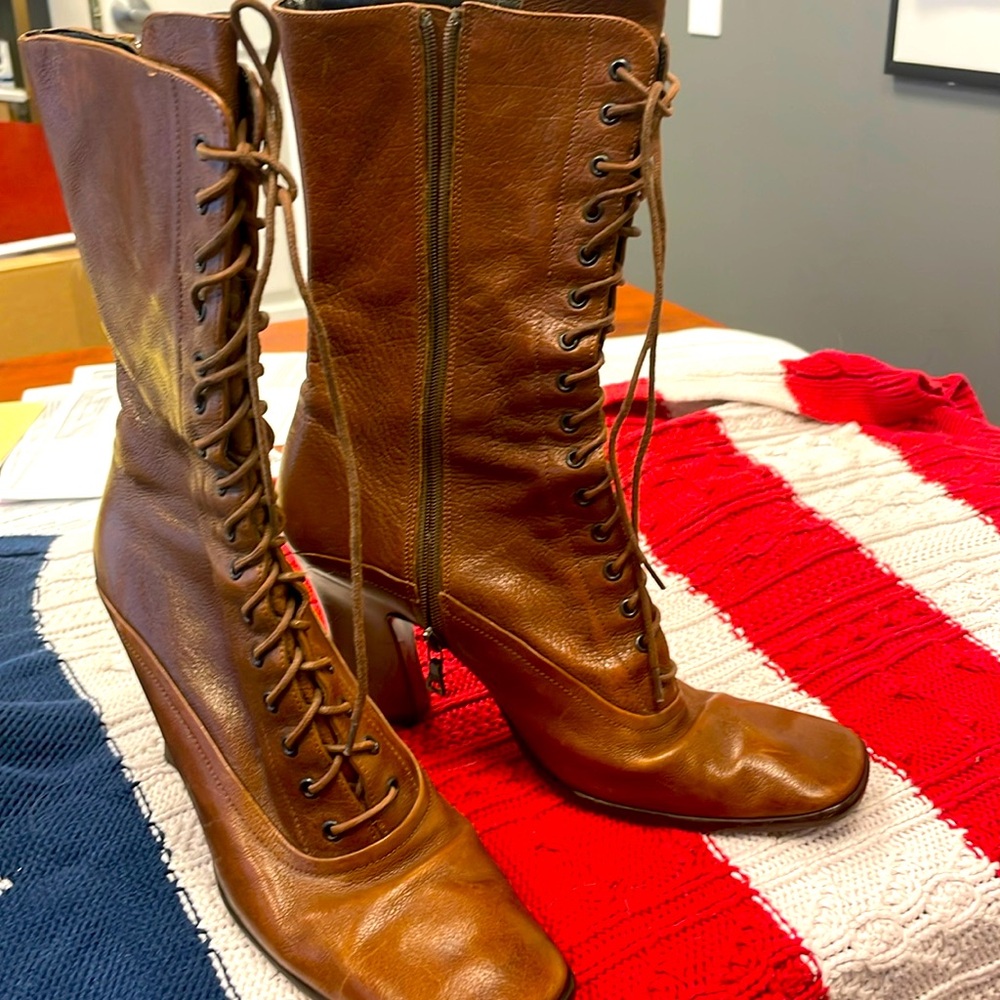 Prada Leather Lace up Boots 38.5/8.5